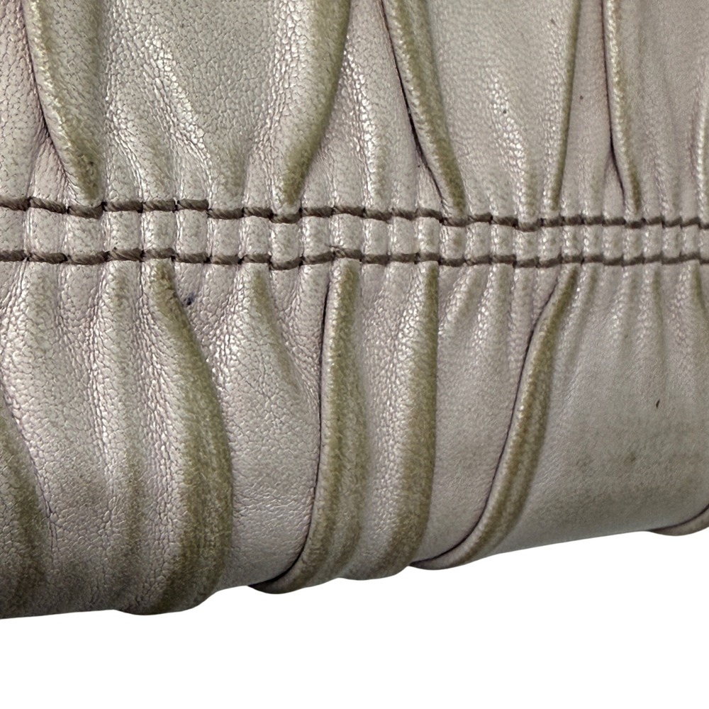 Prada Gaufre Nappa Leather Zip Around Wallet Beige‎ Gold Tone - Picture 12 of 13